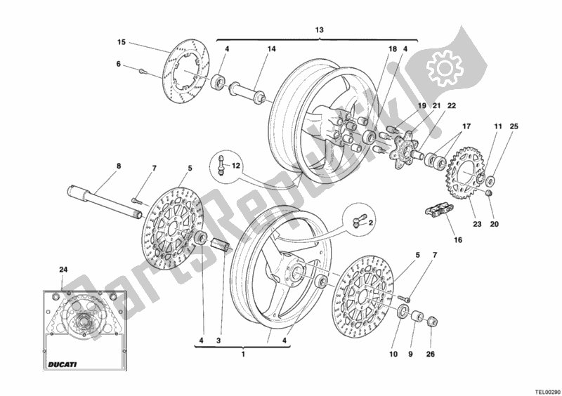 Todas as partes de Rodas do Ducati Monster 400 Dark JAP 2005